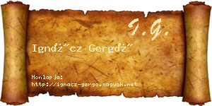 Ignácz Gergő névjegykártya